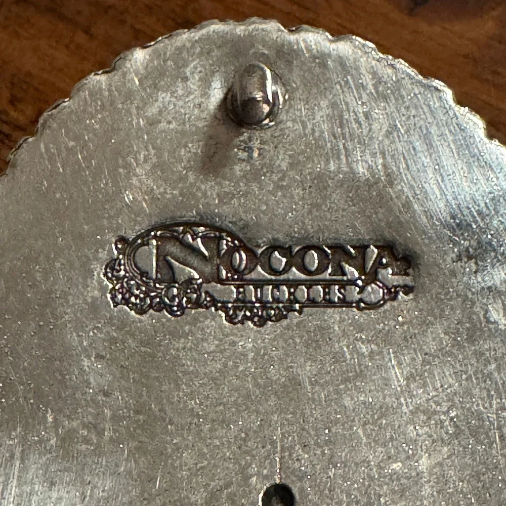 Nocona Silver Horse Head Rhinestone Western‎ Floral Scroll Oval Belt Buckle